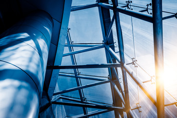 close up of steel contraction structure abstract technology background.