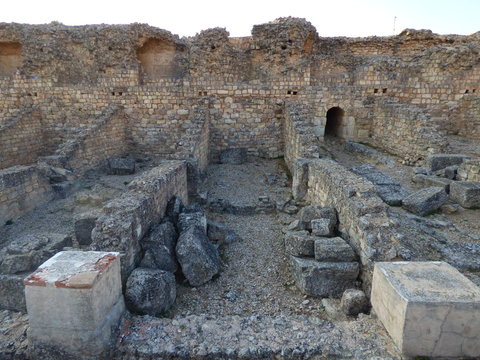 Ruinas de la ciudad romana de Valeria en Cuenca.Yacimiento romano en la Hoz del r&iacute;o Gritos en la localidad de Valeria, municipio de Las Valeras en Castilla-La Mancha (Espa&ntilde;a)