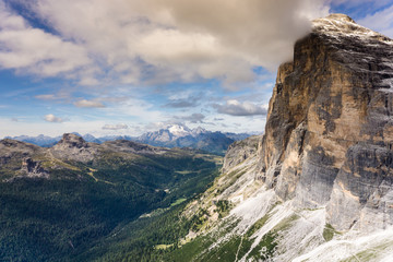 Fototapeta premium head wall of the Tofana di Rozes in the South Tyrol in the Italian Dolomites with a fantastic view