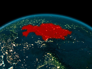 Orbit view of Kazakhstan at night