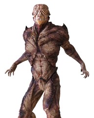 Alien monster isolated on white background 3d illustration © elenaed
