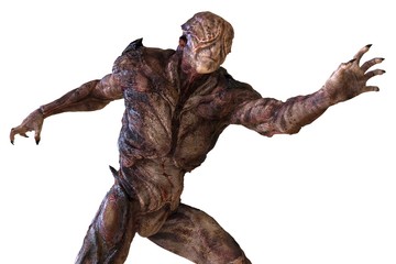 Alien monster isolated on white background 3d illustration © elenaed