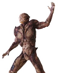 Alien monster isolated on white background 3d illustration © elenaed