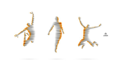 Business, freedom or happiness concept. 3d model of man. Human body model. Vector illustration.