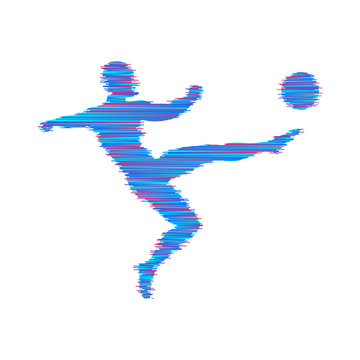 Football player with ball. Vector illustration. Sport symbol.