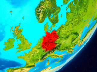 Orbit view of Germany in red