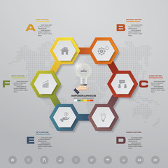 Abstract 6 steps infographics elements.Vector illustration. EPS 10.
