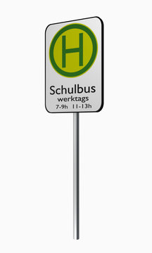 Deutsche Verkehrszeichen: Schulbushaltestelle.