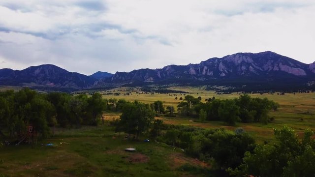 Colorado mountain flatirons, drone shot.