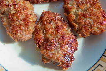 Cutlet with mashed . Fried Cutlet . Fried Kotleta closely