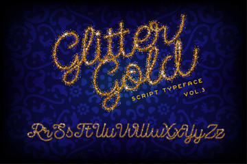 Glitter Gold Handwritten alphabet
