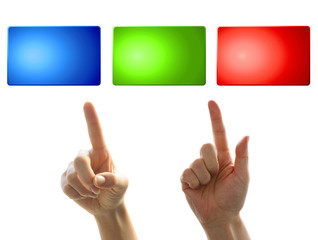 ボタンを押す手（3色）