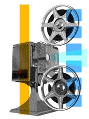 Naklejka premium Film projector poster stippling on white.