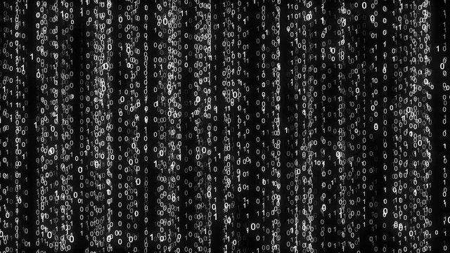 Binary rain. Abstract backdrop background. Digital Data Stream Matrix Effect. Zero ones streams. Seamless loop. Alpha channel transparent background. May use it like foreground of you video.