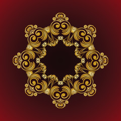 Vector vintage flower Mandala gold frame