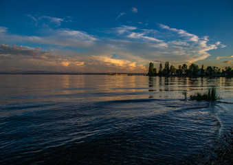 Evening landscape of the Lake Constance or Bodensee in Germany