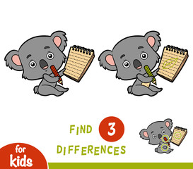 Find differences, education game, Koala and notebook © ksenyasavva