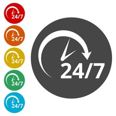 Twenty four hours open, Vector open hours icon 