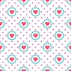 Hearts Seamless Pattern with dot