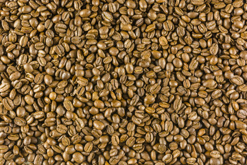 Grains of roasted coffee.