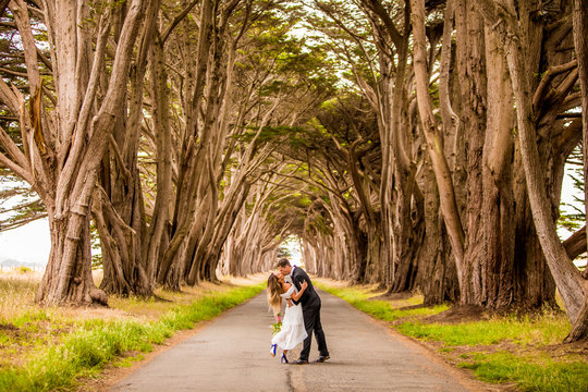 Couple in engagement dress, Marin, California