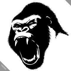 black and white linear paint draw monkey vector illustration © Turaev