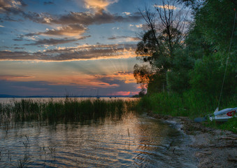 Evening landscape of the Lake Constance or Bodensee in Germany