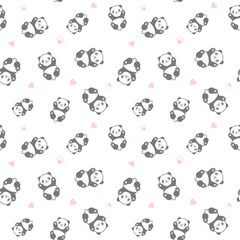 Seamless Cute Cartoon Panda Face Pattern