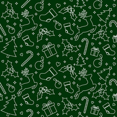 Seamless Pattern with Christmas Ornament, Vector illustration for Happy New Year and Merry Christmas Background Wallpaper