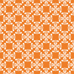 Orange and white floral seamless pattern