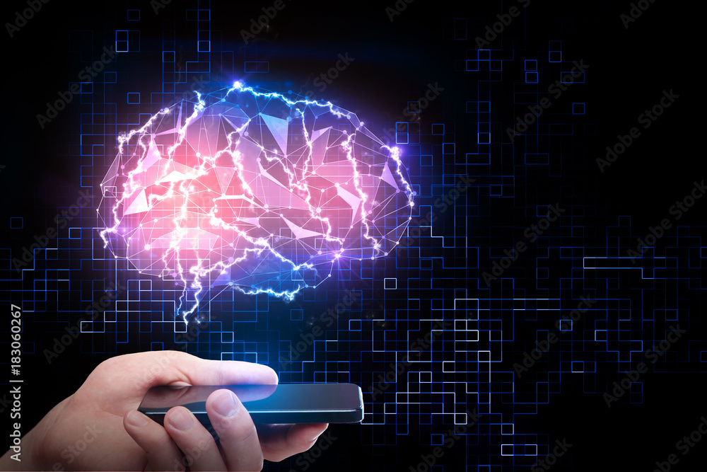 Poster artificial mind and science concept
