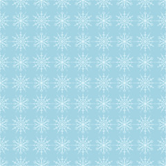 Snowflakes seamless pattern. White and blue background with christmas elements