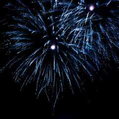 Beautiful blue green fireworks like stars