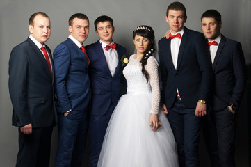 Fototapeta premium groom with his friends having fun