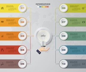 Modern 10 options presentation business infographics template. EPS 10.