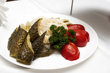 Cucumbers, tomatoes, cabbage, vegetables