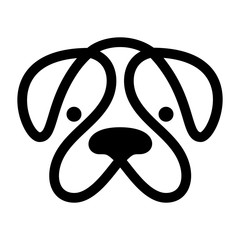 Bulldog. Monochrome dog head logo, symbol design on white background. Vector