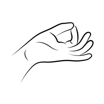 Hand in yoga mudra. Prithvi-Mudra isolated on white background. Vector illustration
