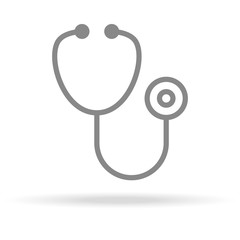Stethoscope, Diagnostic, Cardiology Icon In Trendy Thin Line Style Isolated On White Background. Medical Symbol For Your Design, Apps, Logo, UI. Vector Illustration, Eps10.