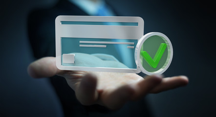 Businessman using credit card to pay online 3D rendering