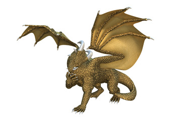 3D Rendering Fantasy Dragon on White