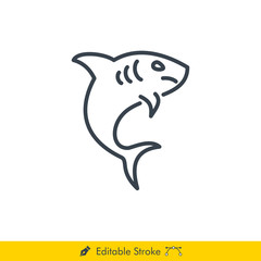 Shark Icon / Vector - In Line / Stroke Design