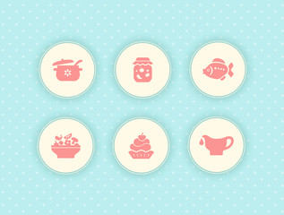 Set of cute food icons 