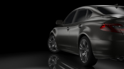 Fototapeta na wymiar Dark car silhouette 3D illustration