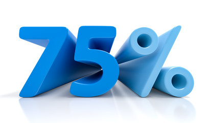 75 percent blue symbol isolated on white background