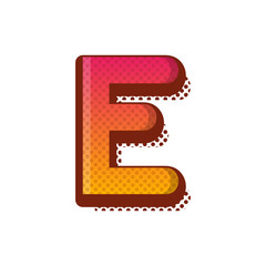E Alphabet letter logo. Retro colorful logotype vector design template in white background