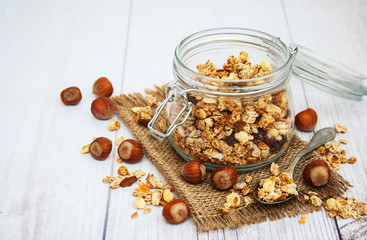 homemade granola in jar