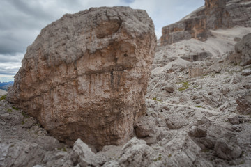 Tilt shift first world war rear ruines in the middle of expanse of cyclopean boulders near...