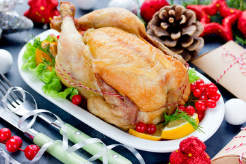 Whole baked chicken for christmas dinner