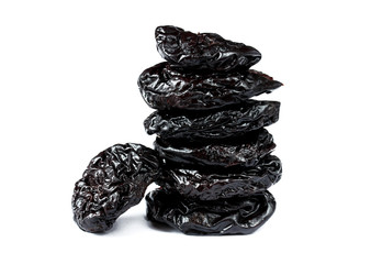 Smoked prunes isolated